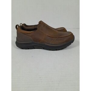 Skechers Leather Brown  Loafer Moc  Mens Sz 9 Extra Wide Fit Slip On 66146 Euc
